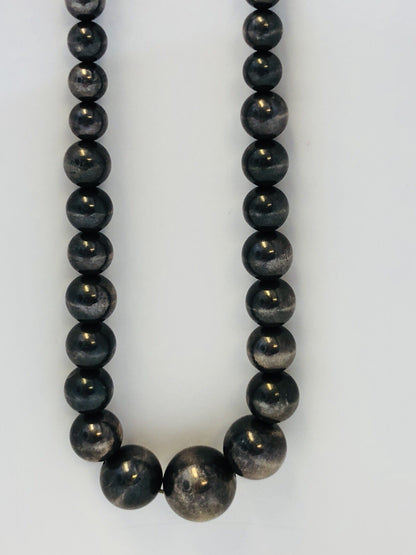 Vintage Taxco Mexico 925 Sterling Silver Graduated Ball Bead Statement Necklace