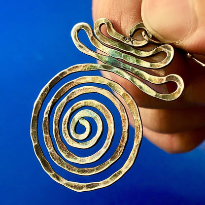 Retro Modernist Sterling Silver 925 Free Form Crop Circle Drop Dangle Earrings