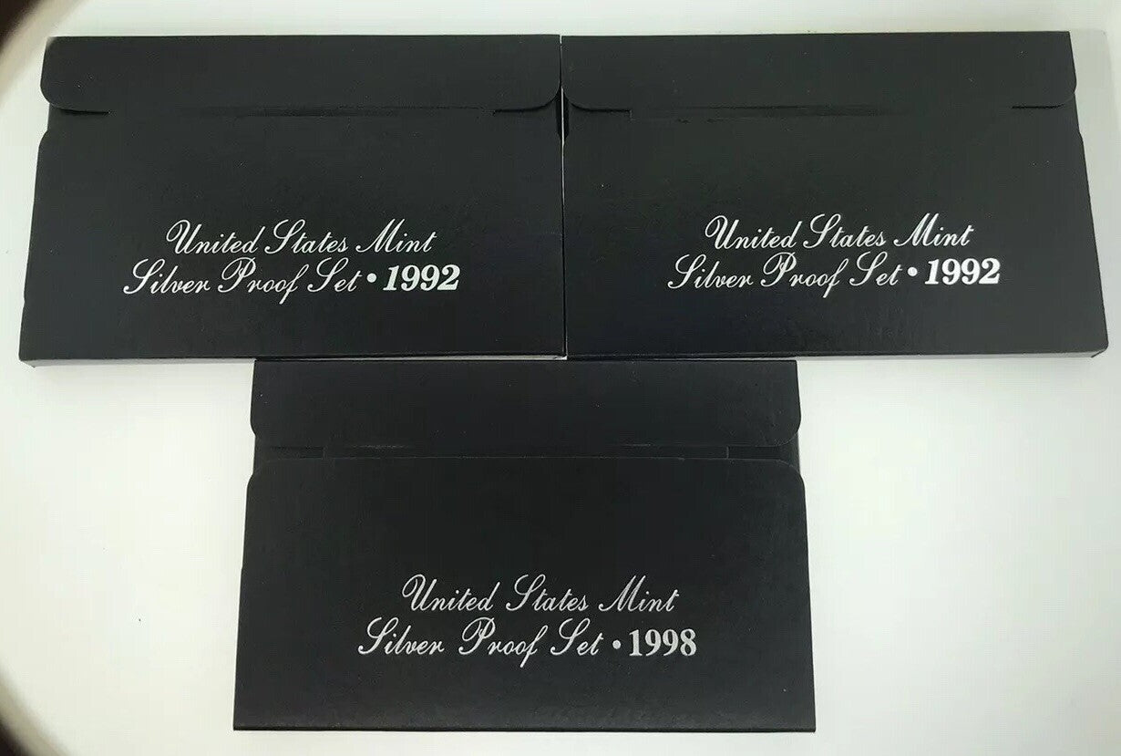 1992 1998 S Lot of United States Silver Proof Three 3 Sets OMP/COA