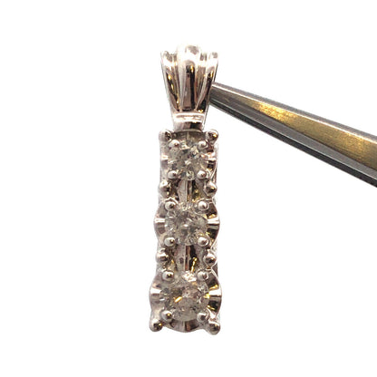 10K White Gold Three Diamond Anniversary Eternity Infinity Pendant