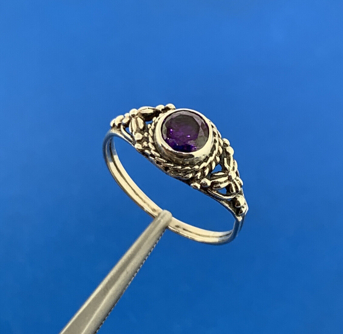 Vintage 925 Sterling Silver Amethyst February Birthday Anniversary Occasion Ring