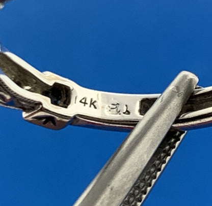 Gorgeous 14k White Gold Round Cut Diamond Princess Blue Sapphire Ring Size 7