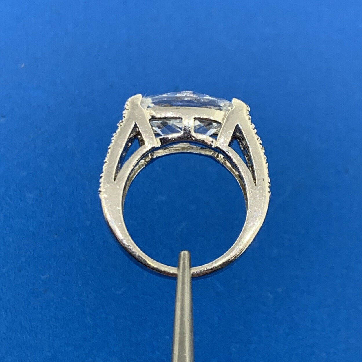 Designer Sterling Silver 925 Cushion Cubic Zirconia CZ Statement Cocktail Ring