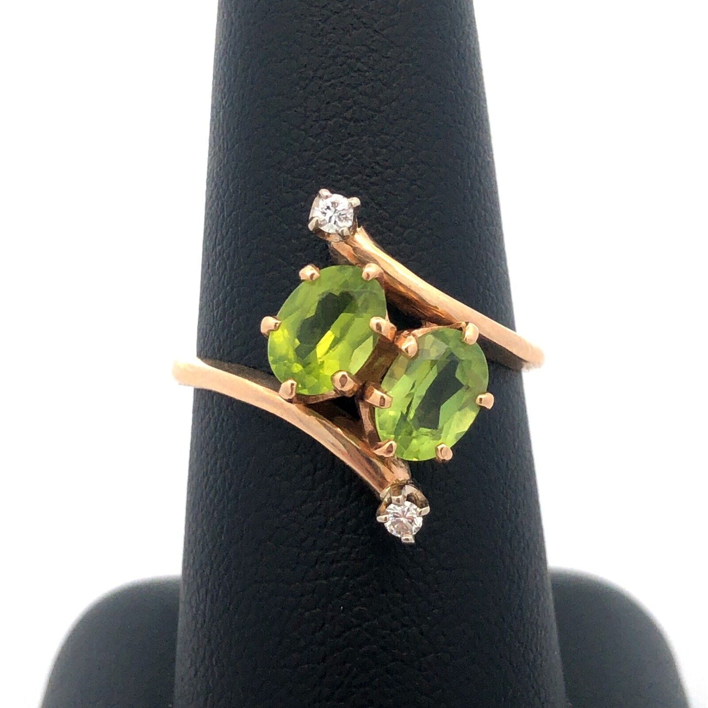 Modernistic 14K Yellow Gold Peridot Diamond Accent August Birthstone Ring