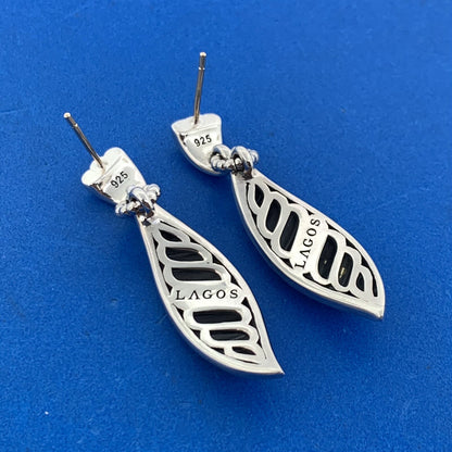 Lagos 925 Sterling Silver Leaves Collection Dangle Drop Statement Earrings