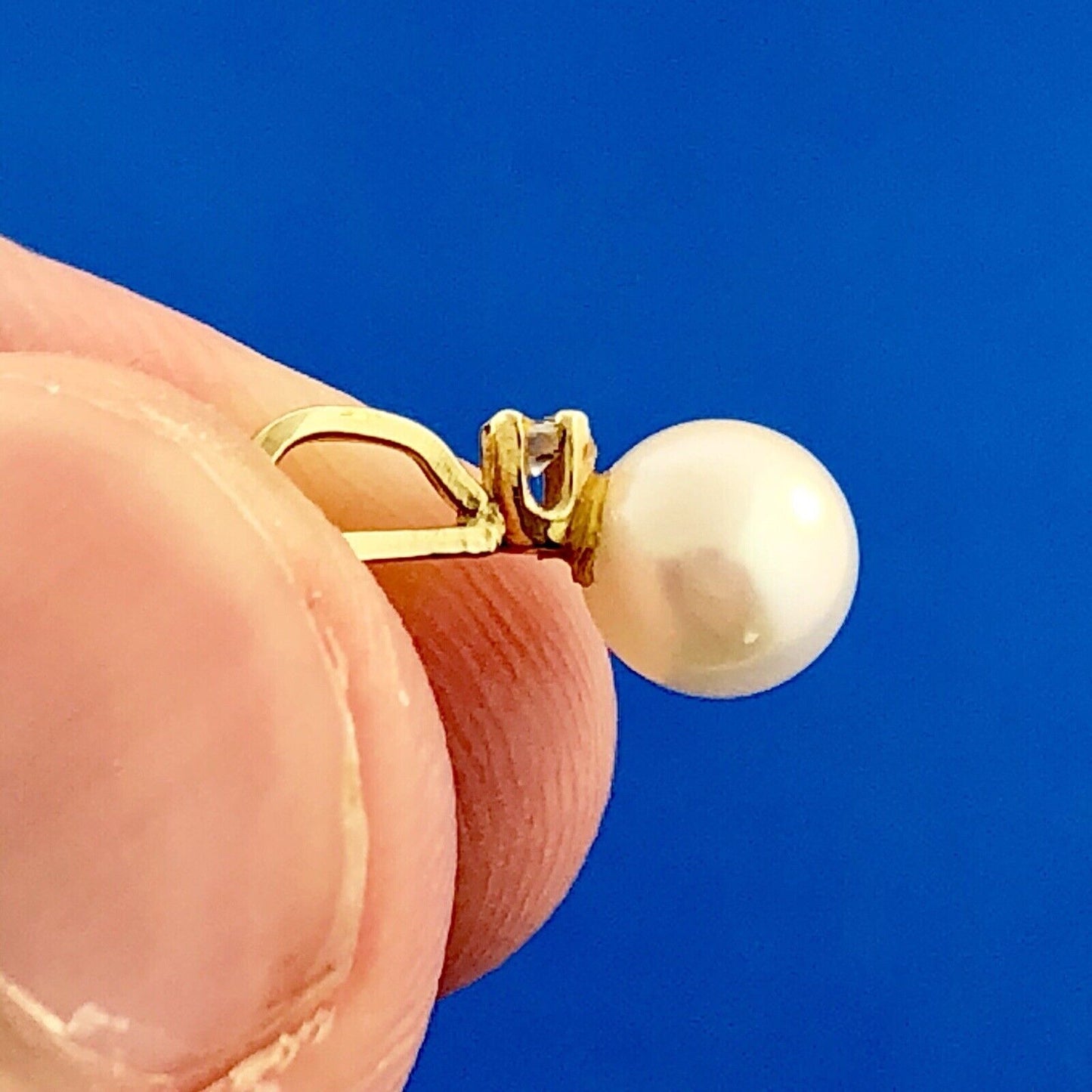 14K Yellow Gold Pearl Diamond Wedding Birthstone Anniversary Charm Pendant