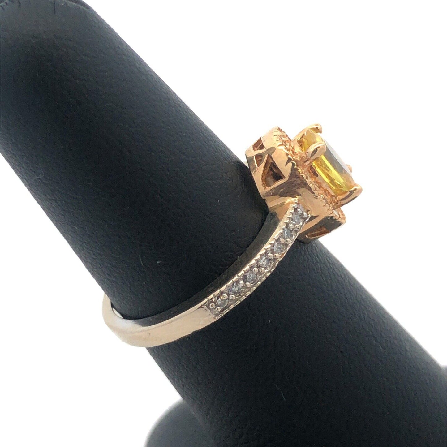 Designer 14K Yellow and White Gold Oval Citrine Diamond Halo Cocktail Ring