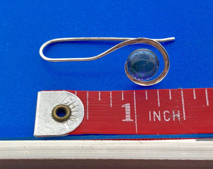 Artisan Sterling Silver 925 Azure Plastic Cabochon Modernist Slide Earrings