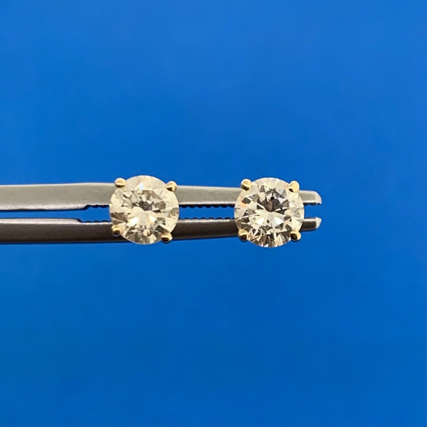 14K Yellow Gold Round Diamond Solitaire Pierced Screw Back Earrings