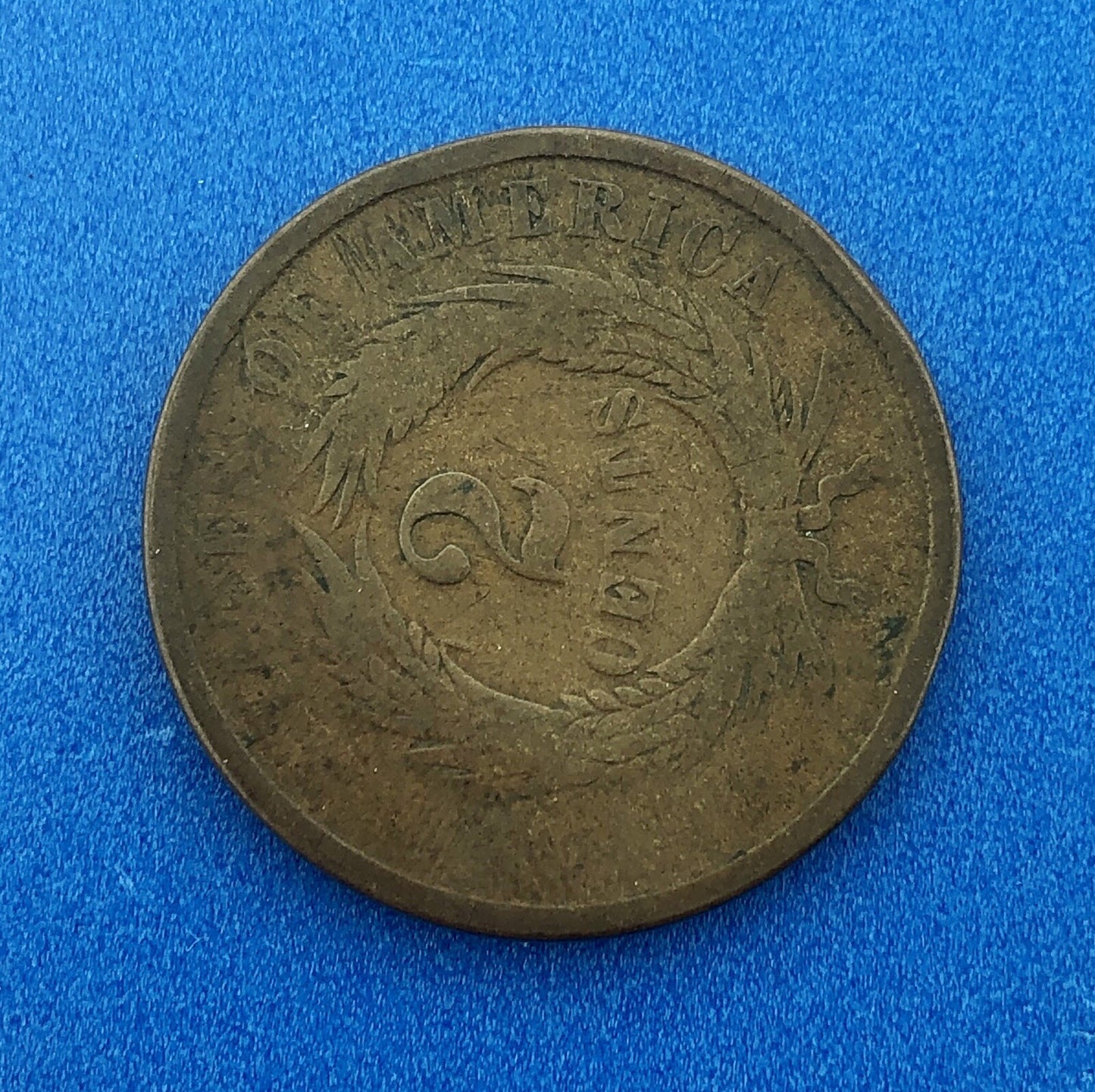1865 P Bronze Two-Cent Piece Union Shield Short Lived Philadelphia Mint Coin
