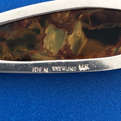 Designer IDEN Sterling Silver 925 14k YG Trim Iridescent Agate 18" Necklace