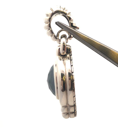 John Hardy JH 925 Sterling Silver Cushion Cut Hematite Enhancer Pendant