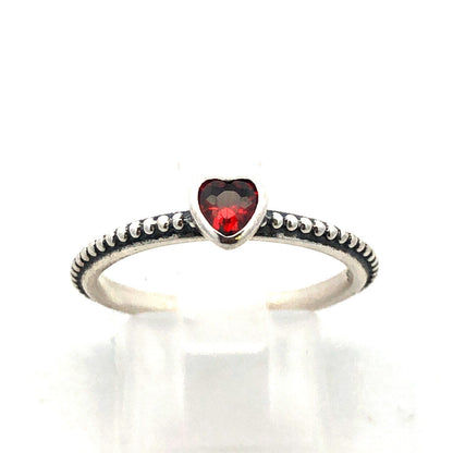 Authentic PANDORA Sterling Silver Red Cubic Zirconia One Heart 190896SGR Ring