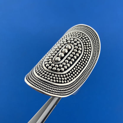 Designer BA Suarti 925 Sterling Silver Tortoise Shell Design Oval Statement Ring