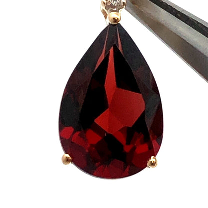 Designer AV 14K Yellow Gold Pear Cut Red Garnet Diamond Dangle Stud Earrings
