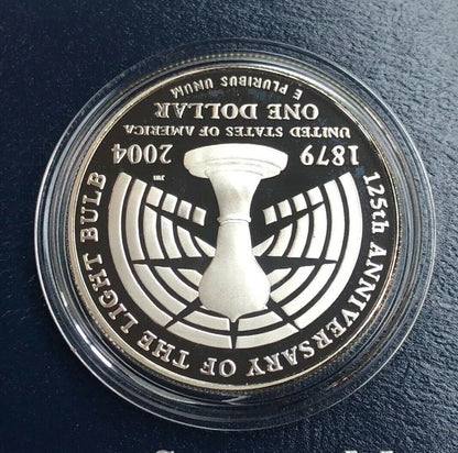 1994 P Thomas Alva Edison Commemorative Proof Silver $ Dollar OMP/COA