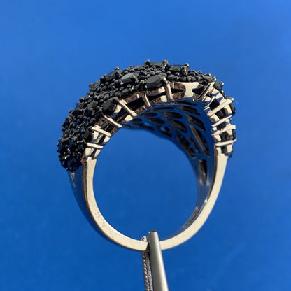 Black onyx 925 sterling silver statement cluster ring