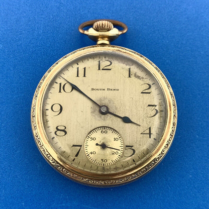 1924 South Bend 14K Gold Filled Case Grade 211 17 Jewels Pocket Watch Runs