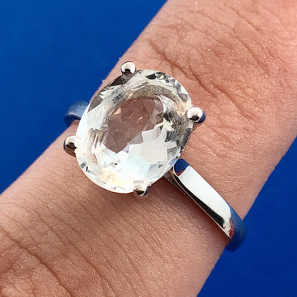 Stunning 14K White Gold Oval Cubic Zirconia CZ Solitaire Engagement Ring