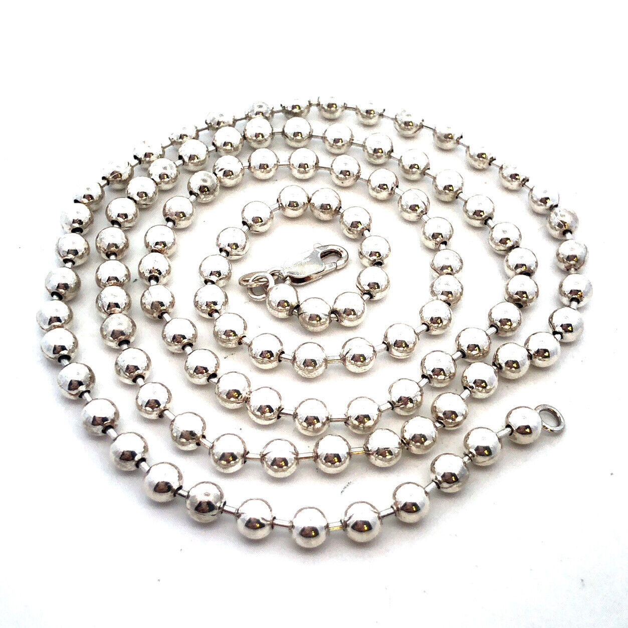 Designer AT Italy 925 Sterling Silver Beaded Chain Statement Necklace