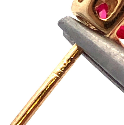 Designer 10K Yellow Gold Trillion Ruby Diamond Accent Stud Earrings