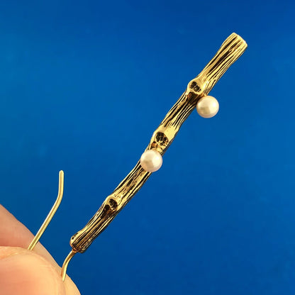 Mignon Faget Retired 14K Yellow Gold Pearl Exotica Collection Dangle Earrings