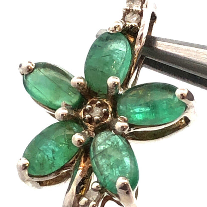 Designer TGGC 925 Sterling Silver Green Tourmaline Diamond Accent Flower Pendant