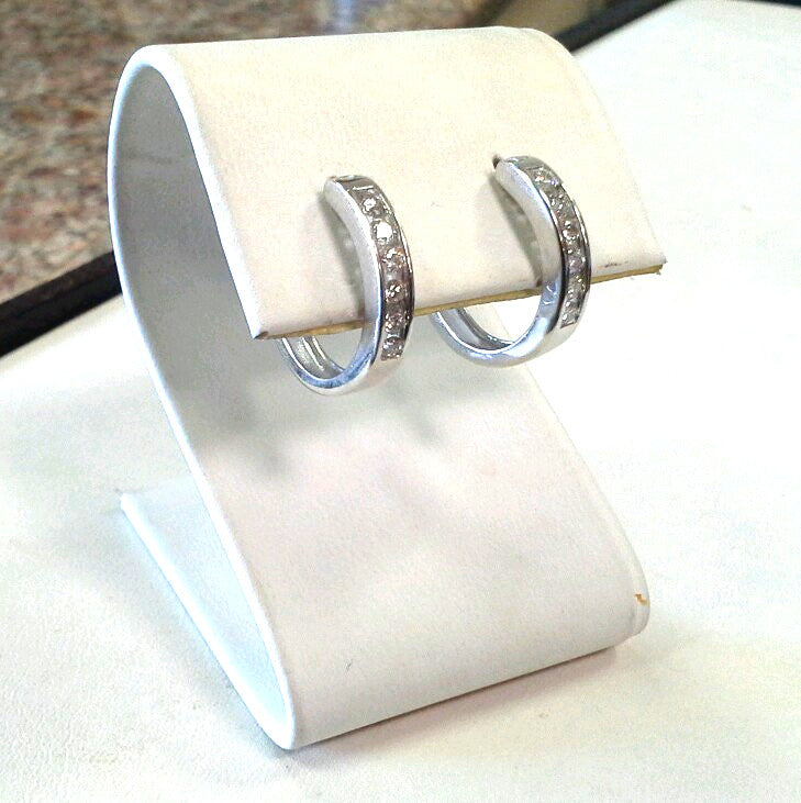 14k White Gold ZEI Diamond Hoop Earrings