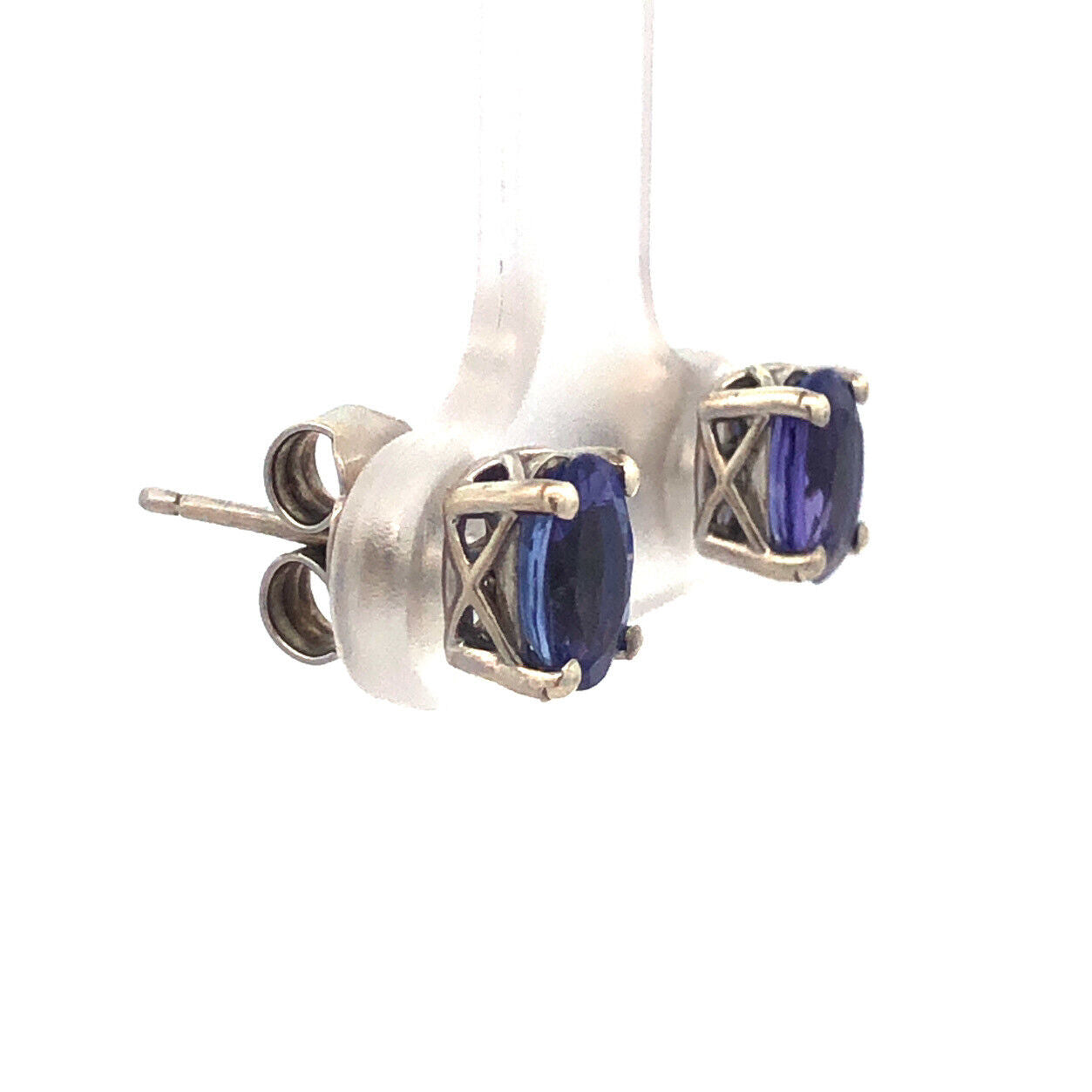 925 Sterling Silver Solitaire Oval Tanzanite Every Day Stud Earrings