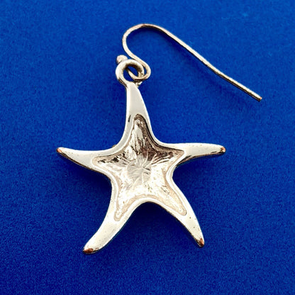 Silver Tone Moderist Star Starfish Beach Life Pendant Enhancer Drop Earrings Set