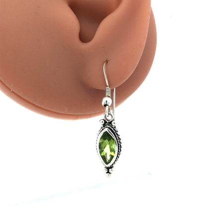 Designer 925 Sterling Silver Peridot Bead 5 Circle Drop Dangle Stud Earrings