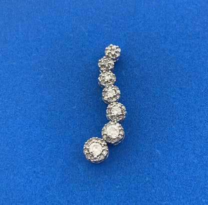 Designer JWBR 10K White Gold Diamond Graduated Infinity Eternity Bar Pendant