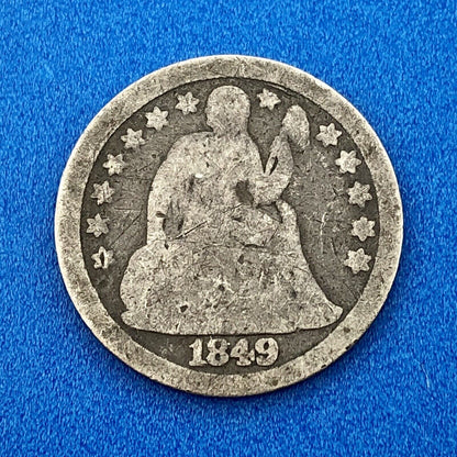 1849 P Seated Liberty Silver Dime 10c Better Key Scarce Rare Philadelphia Coin