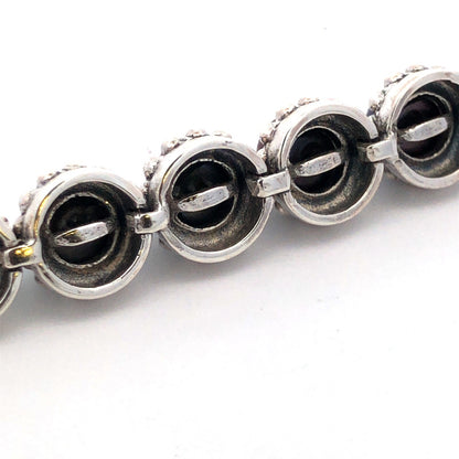 Designer 925 Sterling Silver Round Tahitian Pearl Tennis Bracelet