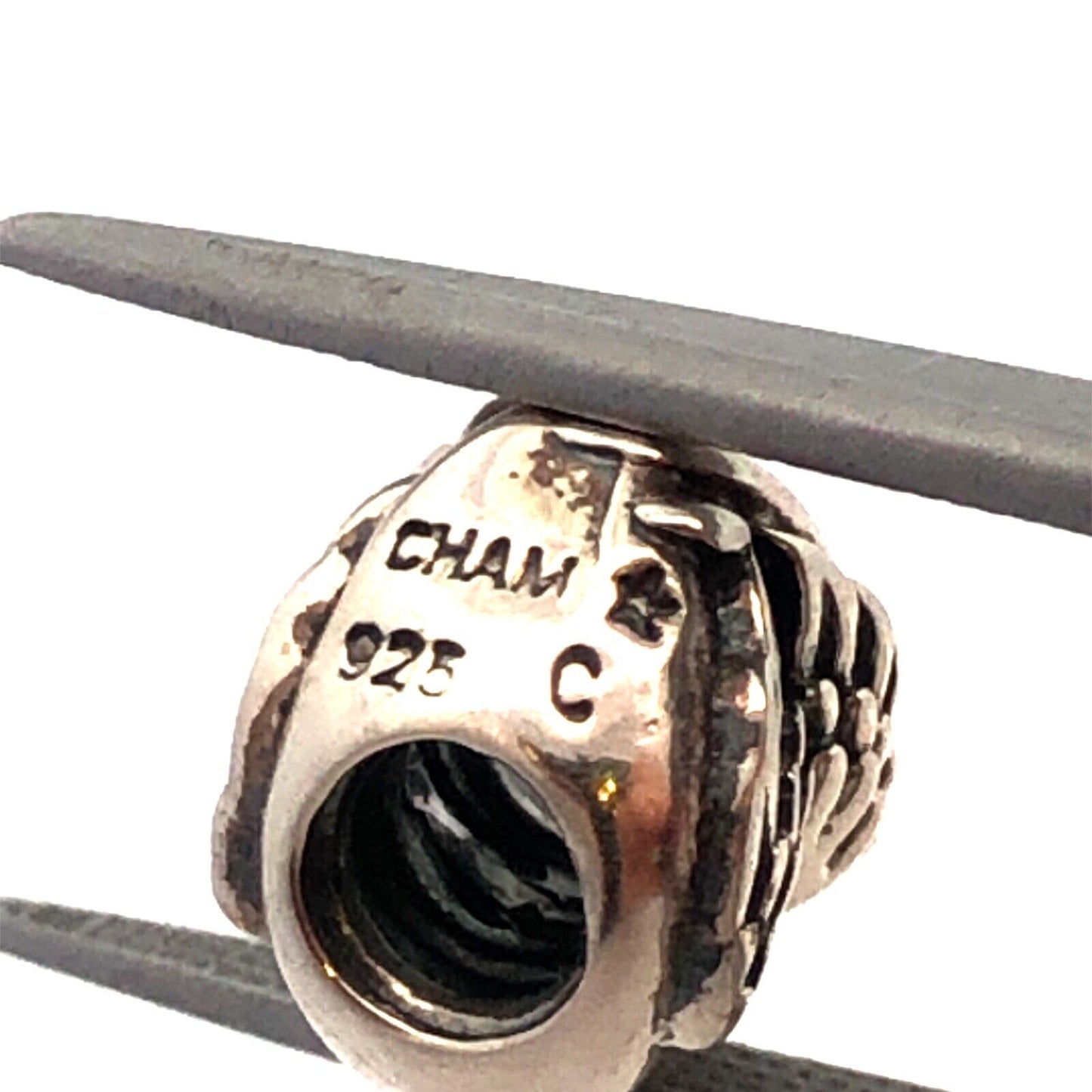 Designer CHAMILIA 925 Sterling Silver Love Doves Heart Bead Slide Bracelet Charm