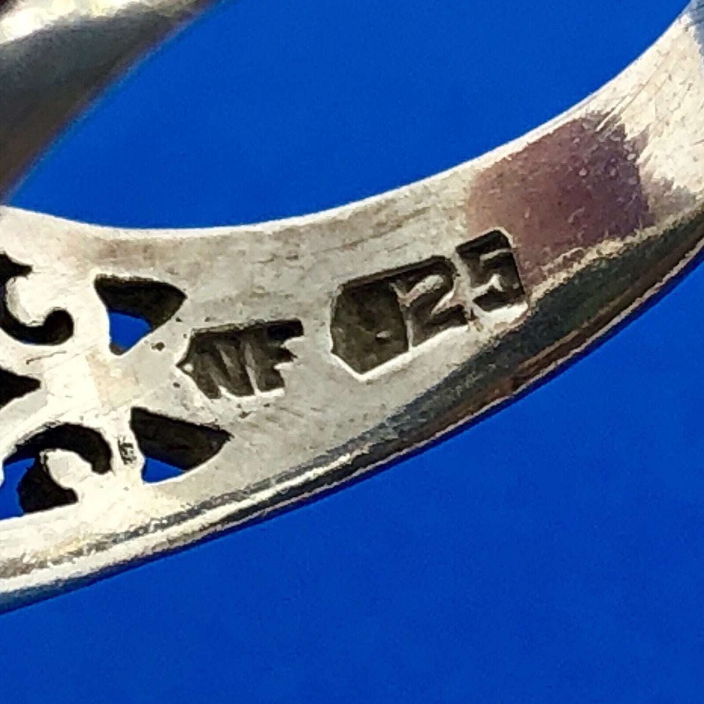 Designer NF 925 Sterling Silver Abalone Shell Cabochon Open Scroll Dome Ring