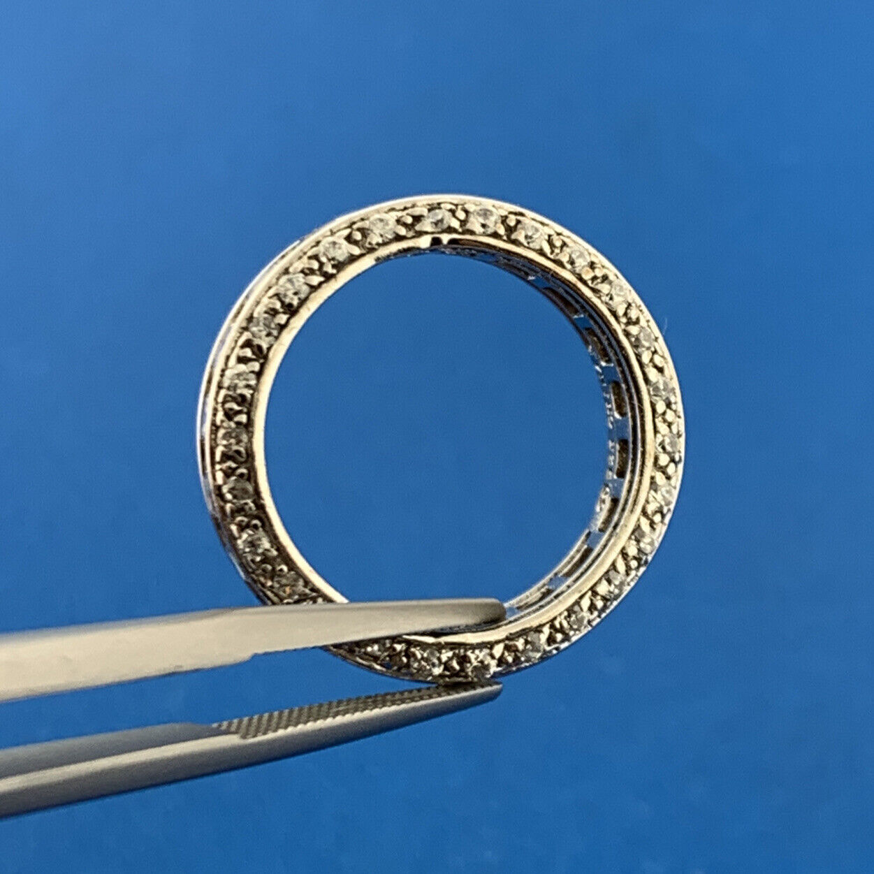 Designer 925 Sterling Silver Cubic Zirconia CZ Cigar Band Eternity Ring