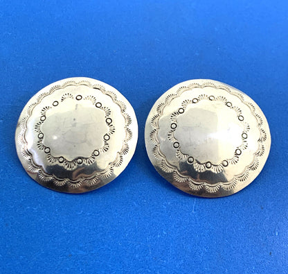 Three Smokes Trading Co 925 Sterling Silver Native American Concho Stud Earrings
