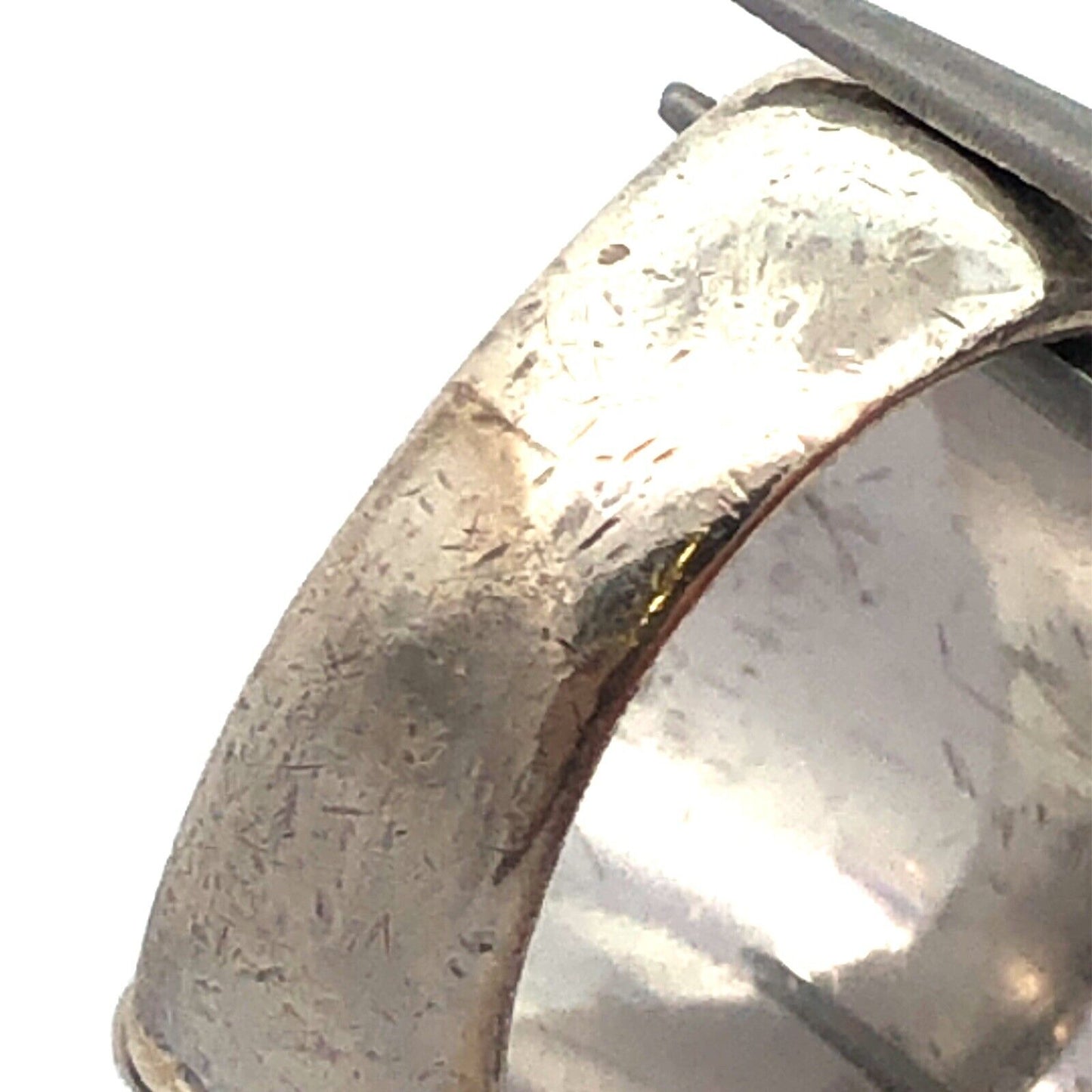 Designer P 925 Sterling Silver 22K Yellow Gold Palm Leaves Bamboo Wide Band Ring