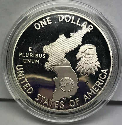 1991 P United States Korean War Memorial Proof Silver Dollar OMP/COA