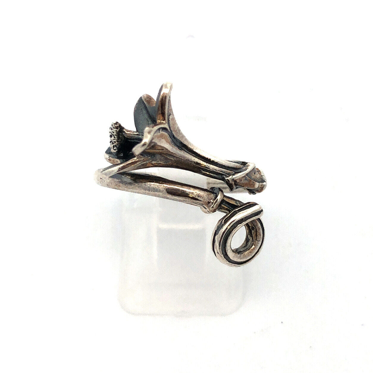 Designer Mignon Faget Sterling Silver Lily Collection Lily Flower Bypass Ring