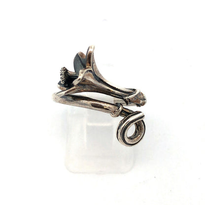 Designer Mignon Faget Sterling Silver Lily Collection Lily Flower Bypass Ring