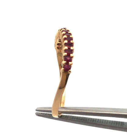 Designer 14K Yellow Gold Ruby Stackable Wave Band Ring