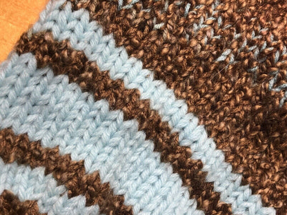 Hand Crocheted Knitted Blue Brown Newborn Baby's Two Piece Pod Hat Photography