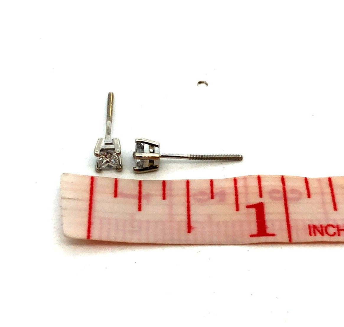 Designer 14K White Gold Princess Square Diamond Solitaire Screw Stud Earrings