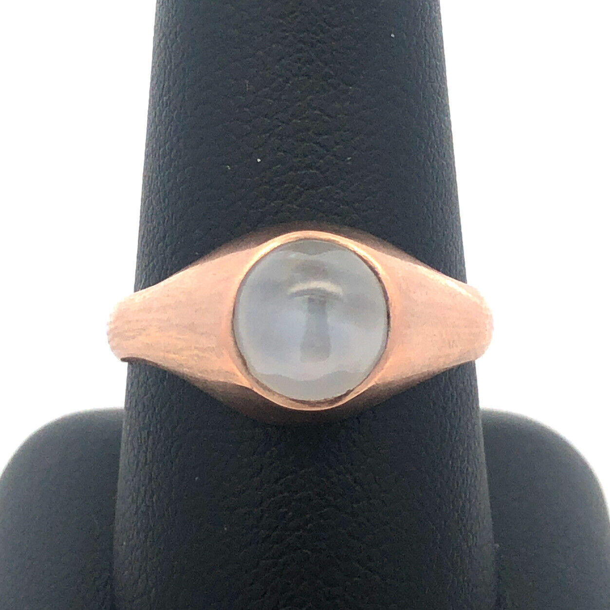 10K Rose Gold Round Moonstone Unisex Dome Ring