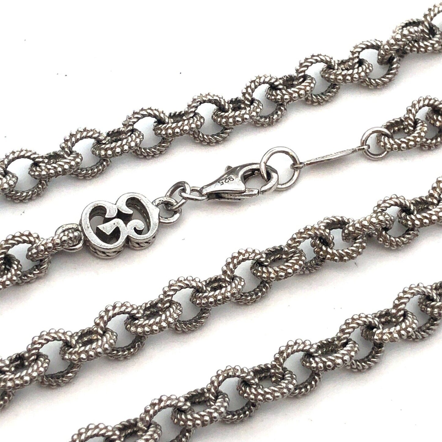 Gabriel & Co. 925 Sterling Silver Textured Bead Detail Round Link Chain Necklace