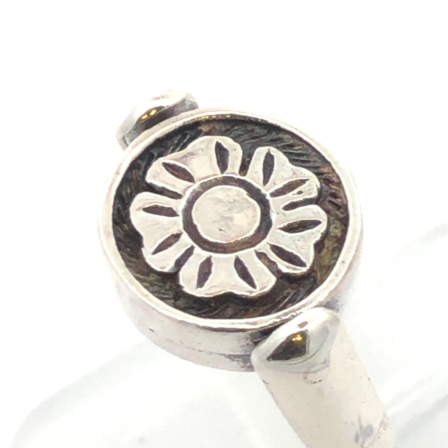 Vintage Sterling Silver Flower Kissing Couple Silhouette Reversible Flip Ring