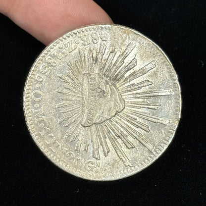 1836 Zs Zecatecas Mexico 8 Reales O.M. Cap & Rays Libertad .903 Silver Coin