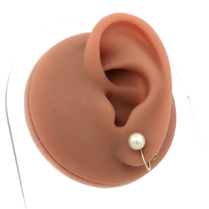 Estate 14KT White Gold Pearl Screw Back Clip On June Anniversary Stud Earrings